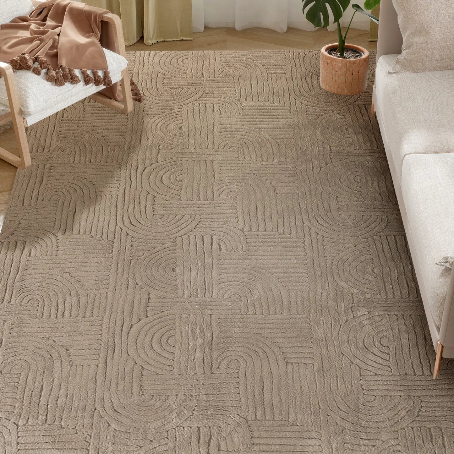 6x9 Faux Fur Rug, Non-Slip Carpet for Living Room, Bedroom, Tan Area Rugs at Gallery Canada