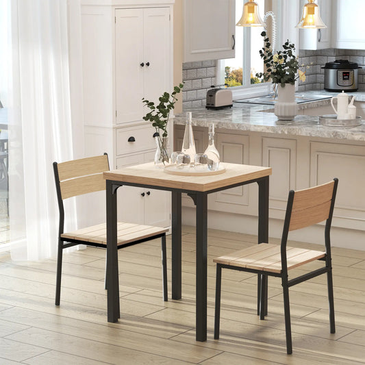 2-Piece Dining Table Set, Natural Wood, Metal Legs Bar Sets Natural Wood, Black at Gallery Canada
