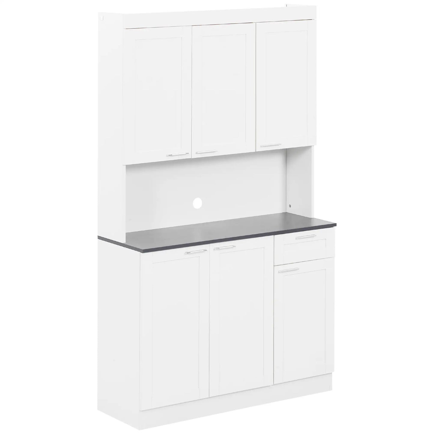 71" Kitchen Pantry Cabinet, Storage Buffet with Hutch, Adjustable Shelves, High Gloss White, White Kitchen Pantry Cabinets at Gallery Canada