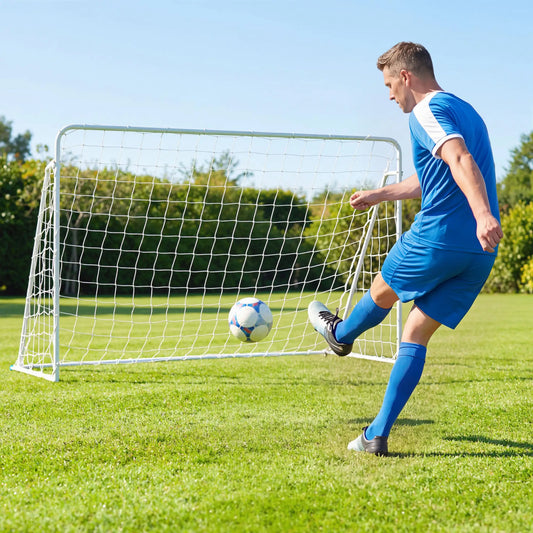 8 X 5Ft Soccer Goal, Portable Practice Net With Nylon Mesh & Steel Frame, Black Soccer White at Gallery Canada