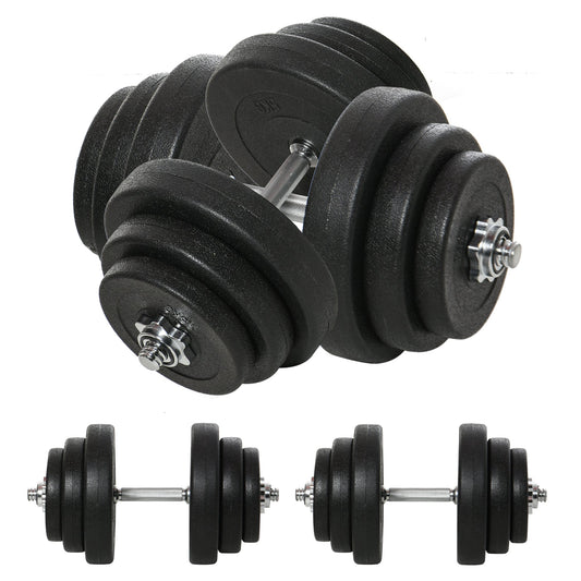 Adjustable 2 x 44lbs Weight Dumbbell Set for Weight Fitness Training Exercise Fitness Home Gym Equipment, Black (Pair) - Gallery Canada
