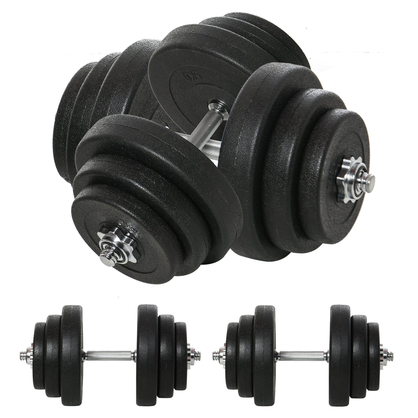 Adjustable 2 x 44lbs Weight Dumbbell Set for Weight Fitness Training Exercise Fitness Home Gym Equipment, Black (Pair) at Gallery Canada