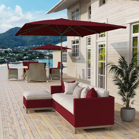 6.6x9.6ft Rectangle Aluminum Tilt Patio Umbrella, Outdoor Sunshade, Wine Red Sun Umbrellas Wine Red at Gallery Canada