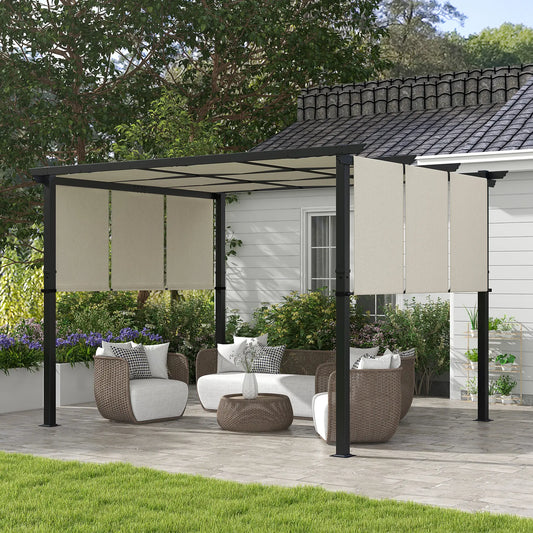 10' x 12' Metal Pergola With Retractable Canopy, For Garden Patio Backyard Deck