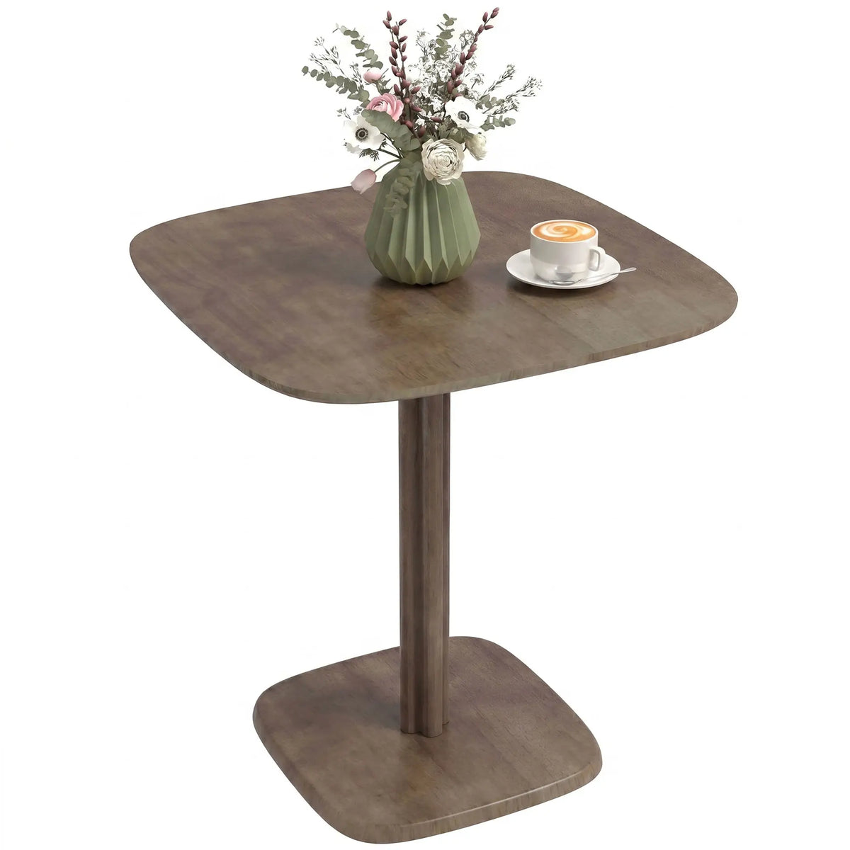 Modern Dining Table For 4, Wood-Effect Top, 27.6" x 27.6", Dark Brown Dining Tables at Gallery Canada