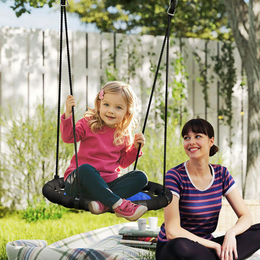 24 Inch Kids Saucer Tree Swing, Adjustable Ropes, Outdoor, Backyard, Blue Gym Sets & Swings Blue at Gallery Canada