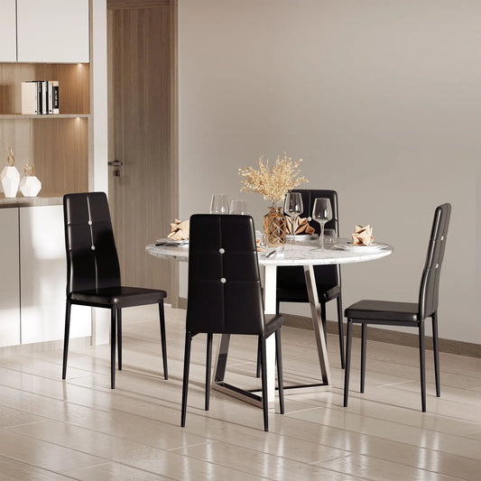 Modern Dining Chairs Set of 4, Upholstered High Back, Black Bar Stools Black at Gallery Canada