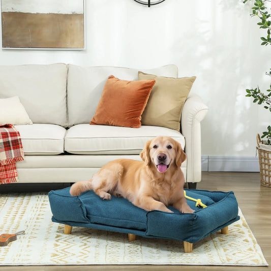 Washable Dog Sofa For Large Dogs, Elevated Pet Couch, Dark Blue Dog Sofas Dark Blue at Gallery Canada