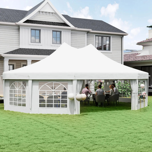 21' x 29' White Wedding Tent, High Peak Decagonal Gazebo With Removable Walls, White Canopy Tents White at Gallery Canada
