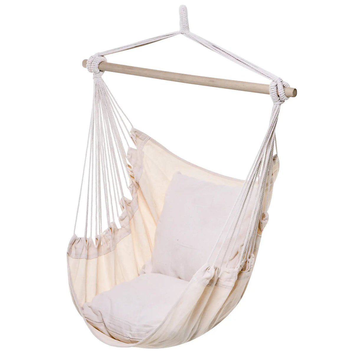 Macrame Hammock Chair Swing With Two Seat Cushions, White Hammock Swings at Gallery Canada
