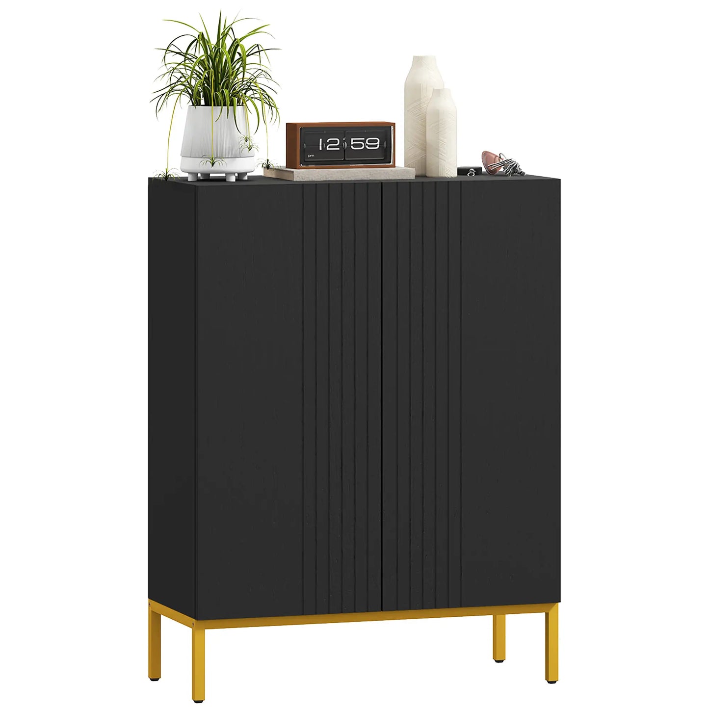 Armoire de rangement pour chaussures, étagères ajustables, charnières à fermeture douce, 15-20 paires, noir