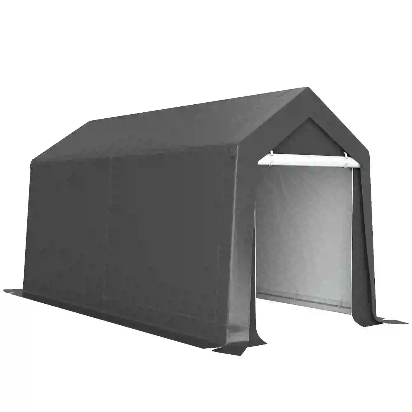 7' x 12' Outdoor Storage Shed, Portable Garage, Roll-up Door, Dark Grey