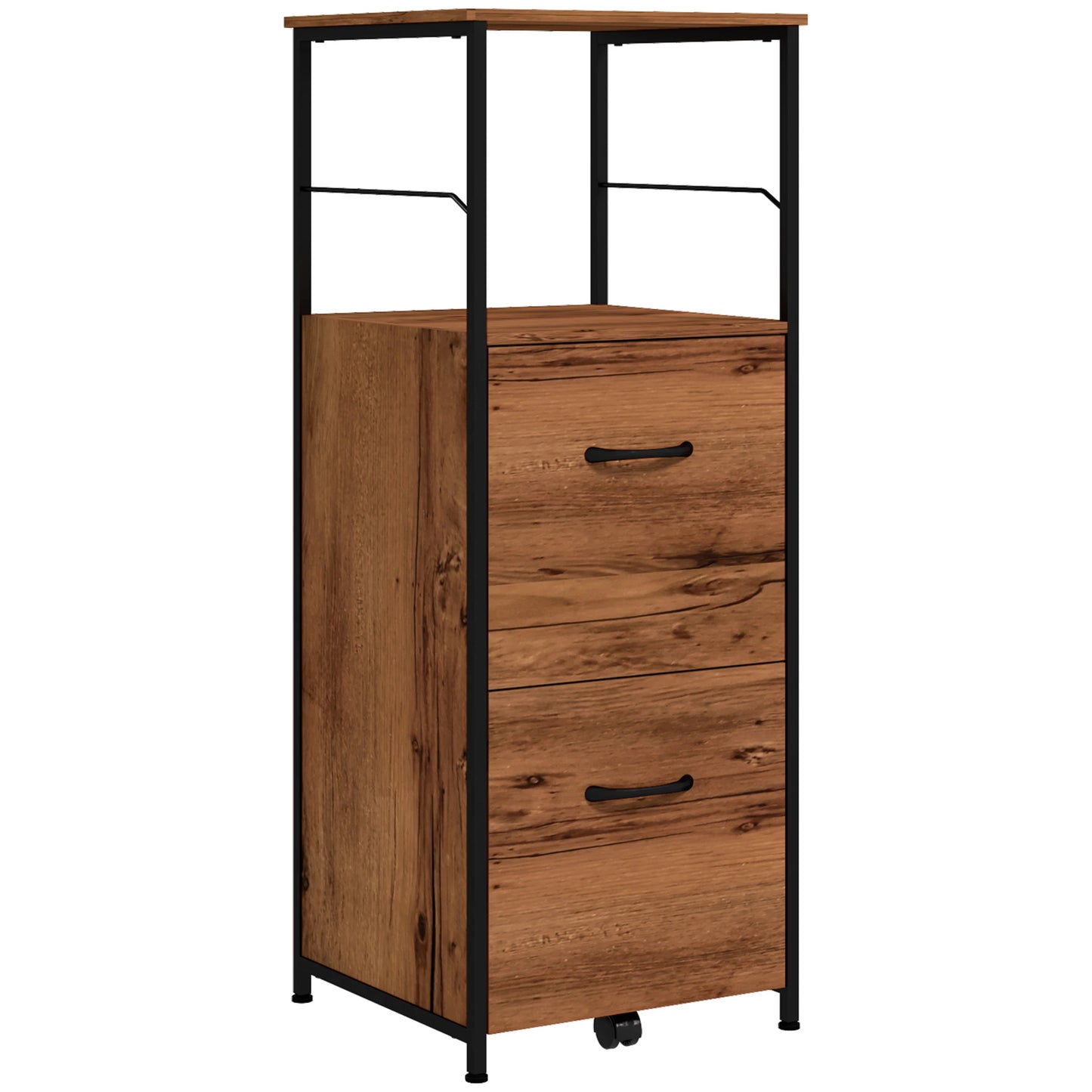 Vertical Filing Cabinet, 2 Drawers, Hanging Bars, Letter and A4 Size, Rustic Brown Office Cabinets & Cupboards at Gallery Canada