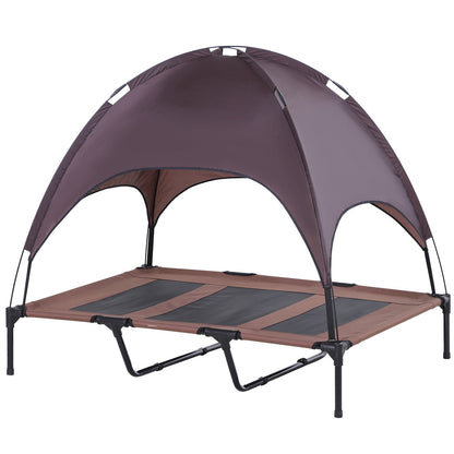 Elevated Dog Bed with Canopy, Portable Raised Dog Cot for XL Sized Dogs, Indoor &; Outdoor, 48" x 36" x 43", Coffee at Gallery Canada