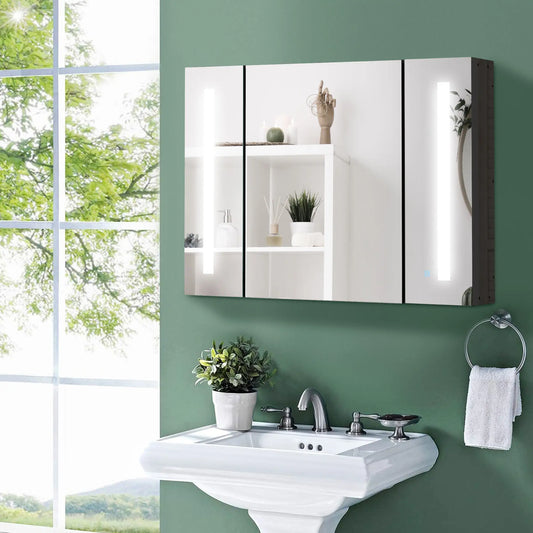 Wall Mounted Medicine Cabinet with Mirror, Adjustable Shelf, USB Charge, High Gloss, Black Mirror Medicine Cabinets High Gloss Black at Gallery Canada
