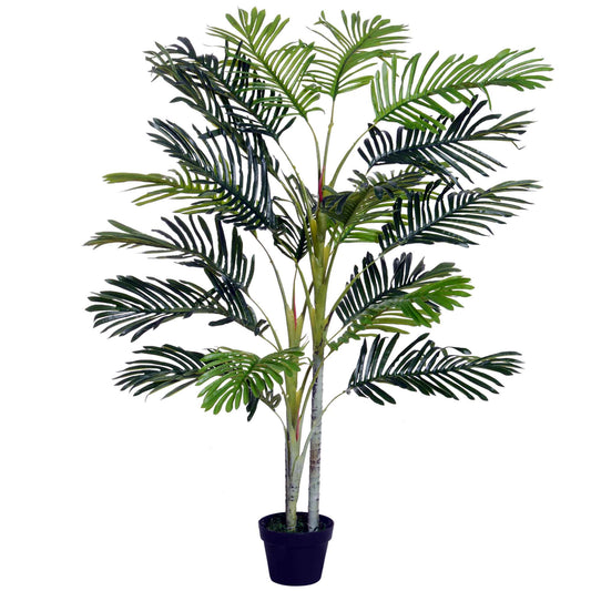 5FT Artificial Palm Tree, Fake Tropical Tree with Lifelike Leaves, Faux Plant in Pot for Indoor and Outdoor Decoration, Green - Gallery Canada