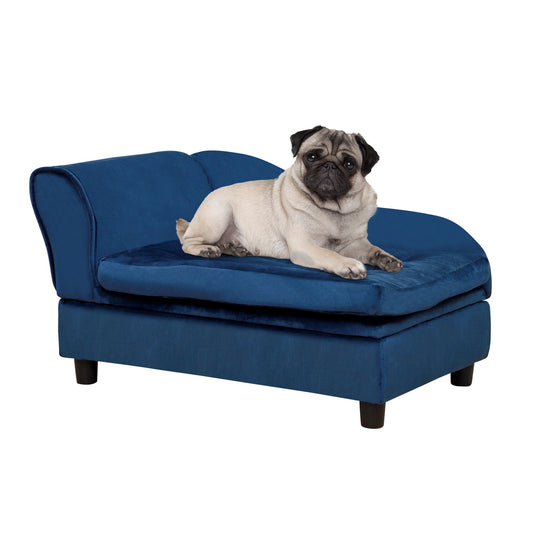 Pet Sofa Dog Couch Chaise Lounge Pet Bed with Storage Function Small Sized Dog Various Cat Sponge Cushioned Bed Lounge, Blue - Gallery Canada