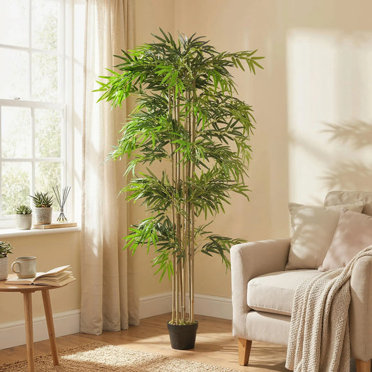 6FT Artificial Bamboo Tree, Fake Plant, 1530 Leaves, Green Artificial Trees Green at Gallery Canada