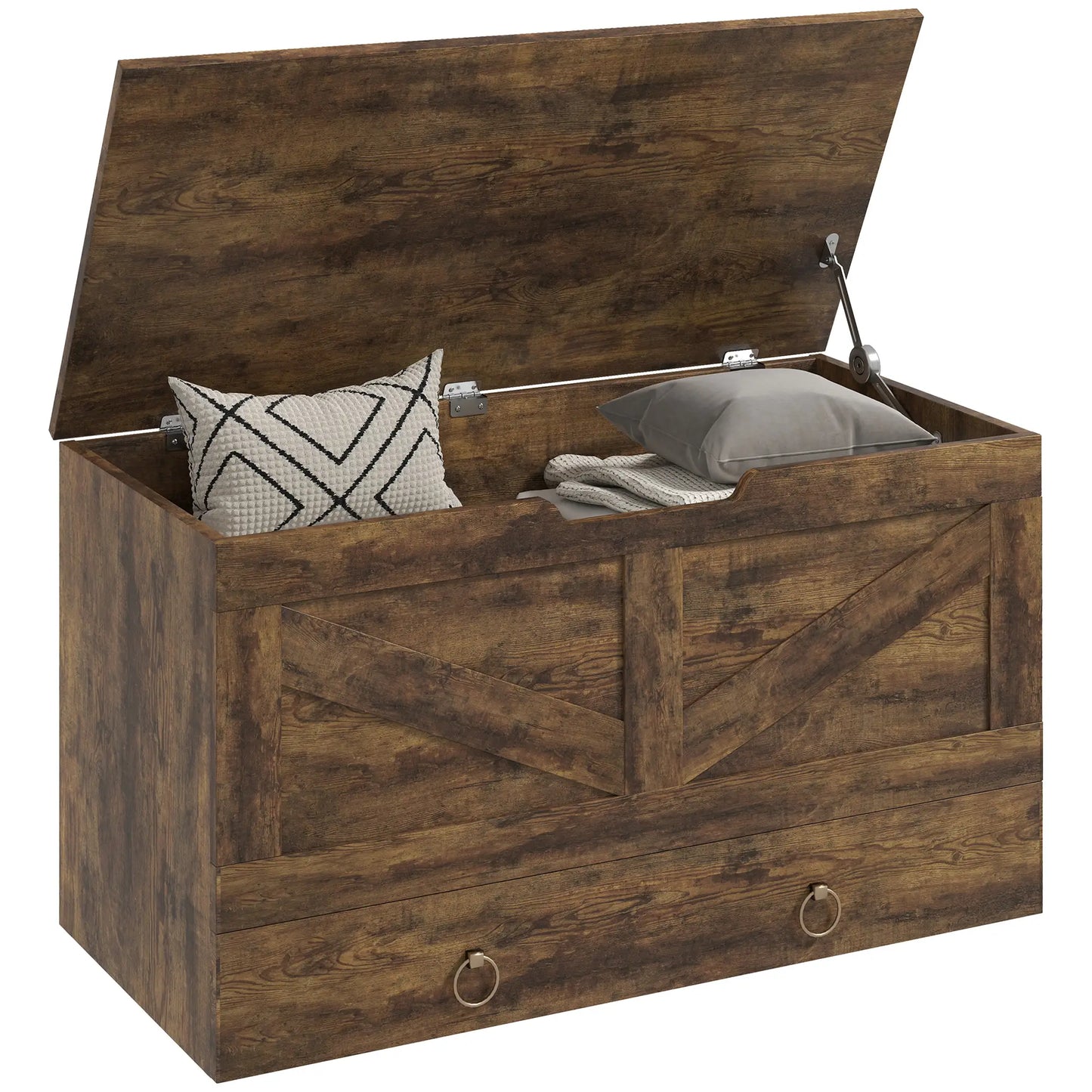 31.5 Inches Storage Chest, Wooden Box, Rustic Brown, Brown Storage Cabinets at Gallery Canada