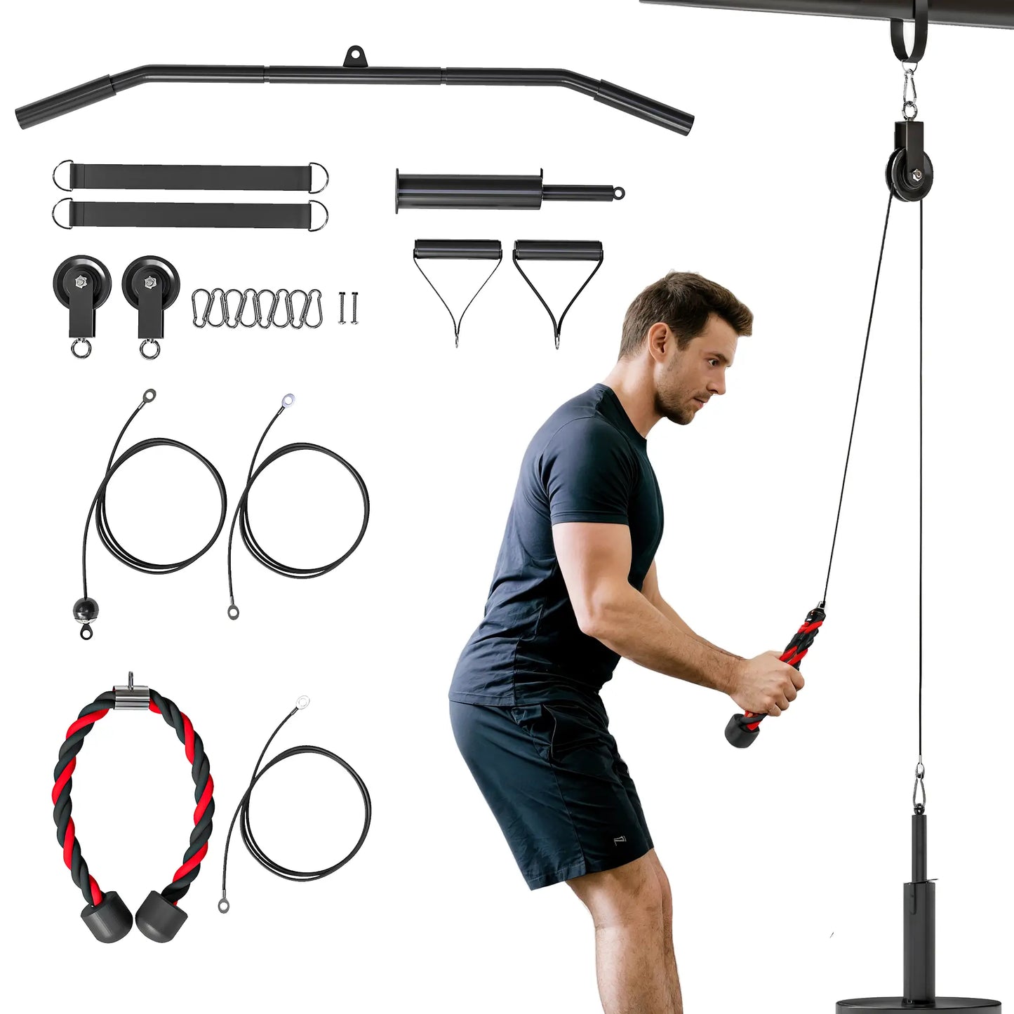 Weight Cable Pulley System, Universal Loading Pin, LAT Pull Down, Biceps Curl Strength Training Equipment at Gallery Canada