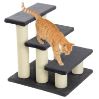 Cat Trees 3 Tier Pet Stairs, Dog Cat Steps Scratching Post, Dark Grey