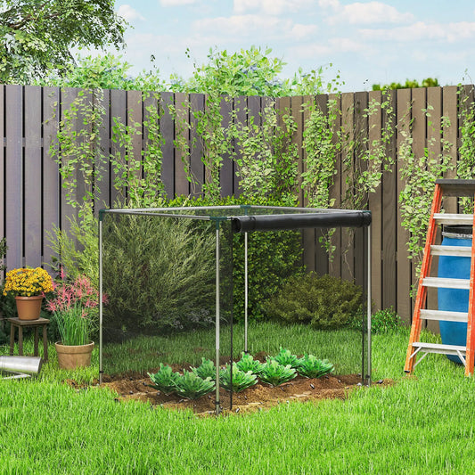 Galvanized Steel Crop Cage, Plant Tent, 4' x 4', Black Crop Cage Silver and Black at Gallery Canada