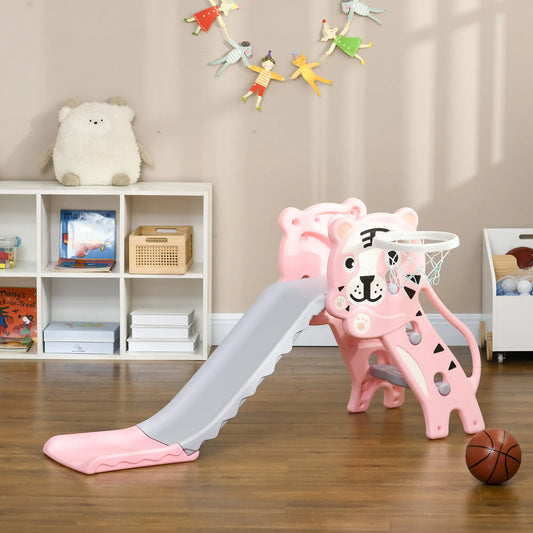 3 in 1 Toddler Slide, Basketball Hoop, Climber, 18-36 Months, Pink Gym Sets & Swings Pink, Grey at Gallery Canada