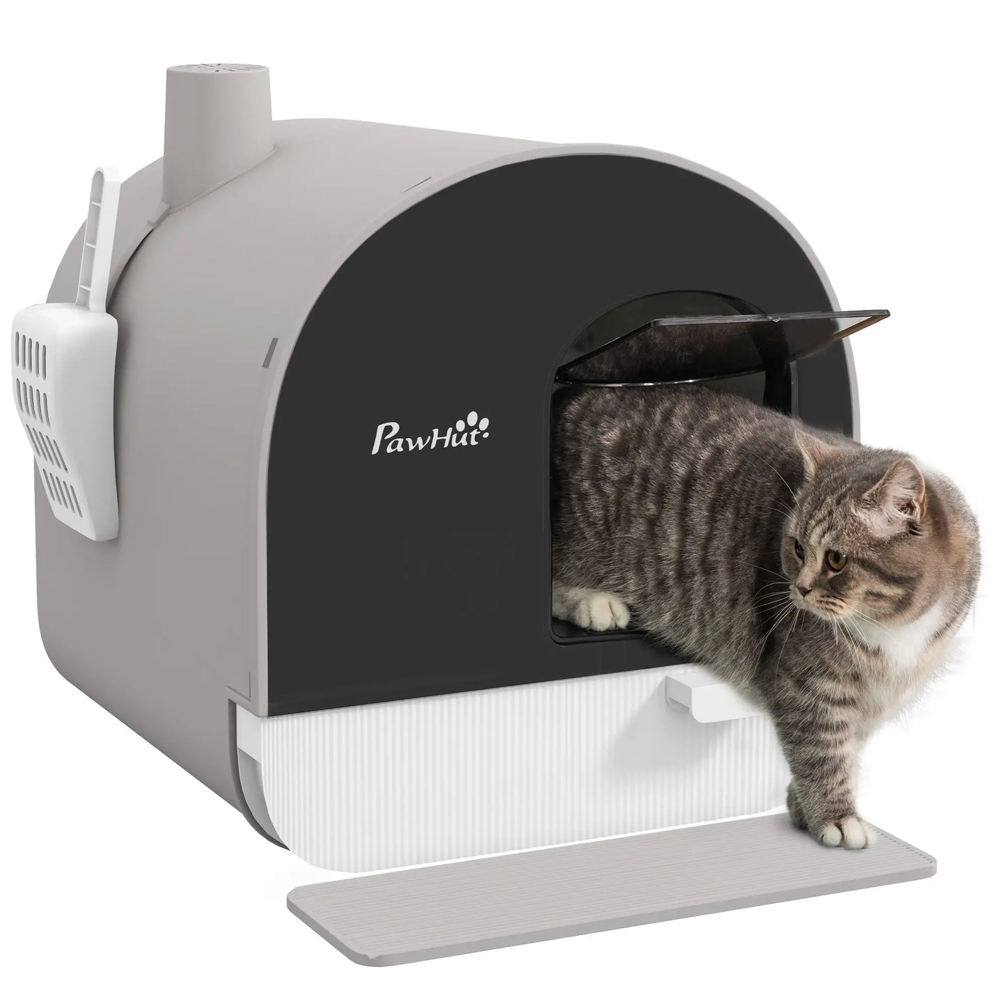 Cat Litter Box with Lid, Removable Tray, Scoop, Filter, Light Grey Cat Litter Box Enclosures at Gallery Canada