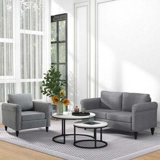 Vintage Loveseat, Chenille Fabric 2 Seater Sofa, Light Grey 2-Seater Sofas Light Grey, Black at Gallery Canada