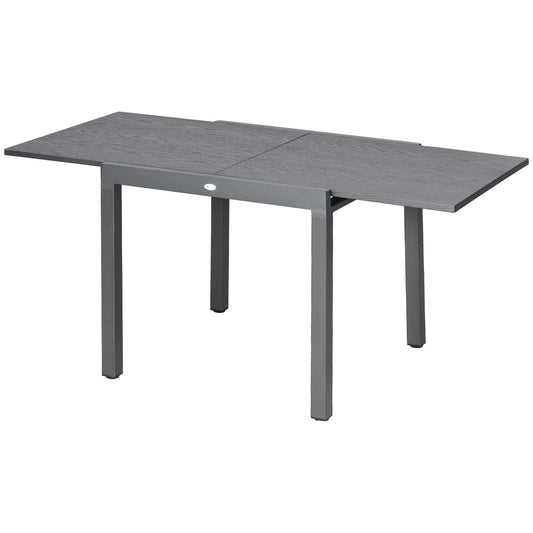 31.5"-63" Extendable Outdoor Dining Table for 4-6 with Aluminium Frame, Steel Tabletop Dark Grey at Gallery Canada