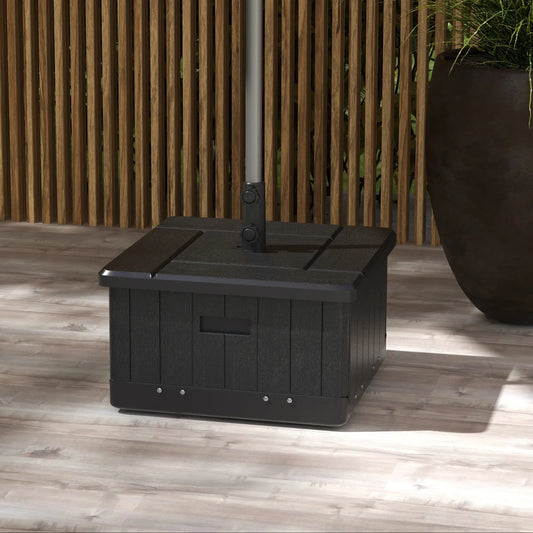 3-in-1 Outdoor Umbrella Base, End Table, Flower Box Planter, 176 lbs., Black Umbrella Bases Black at Gallery Canada