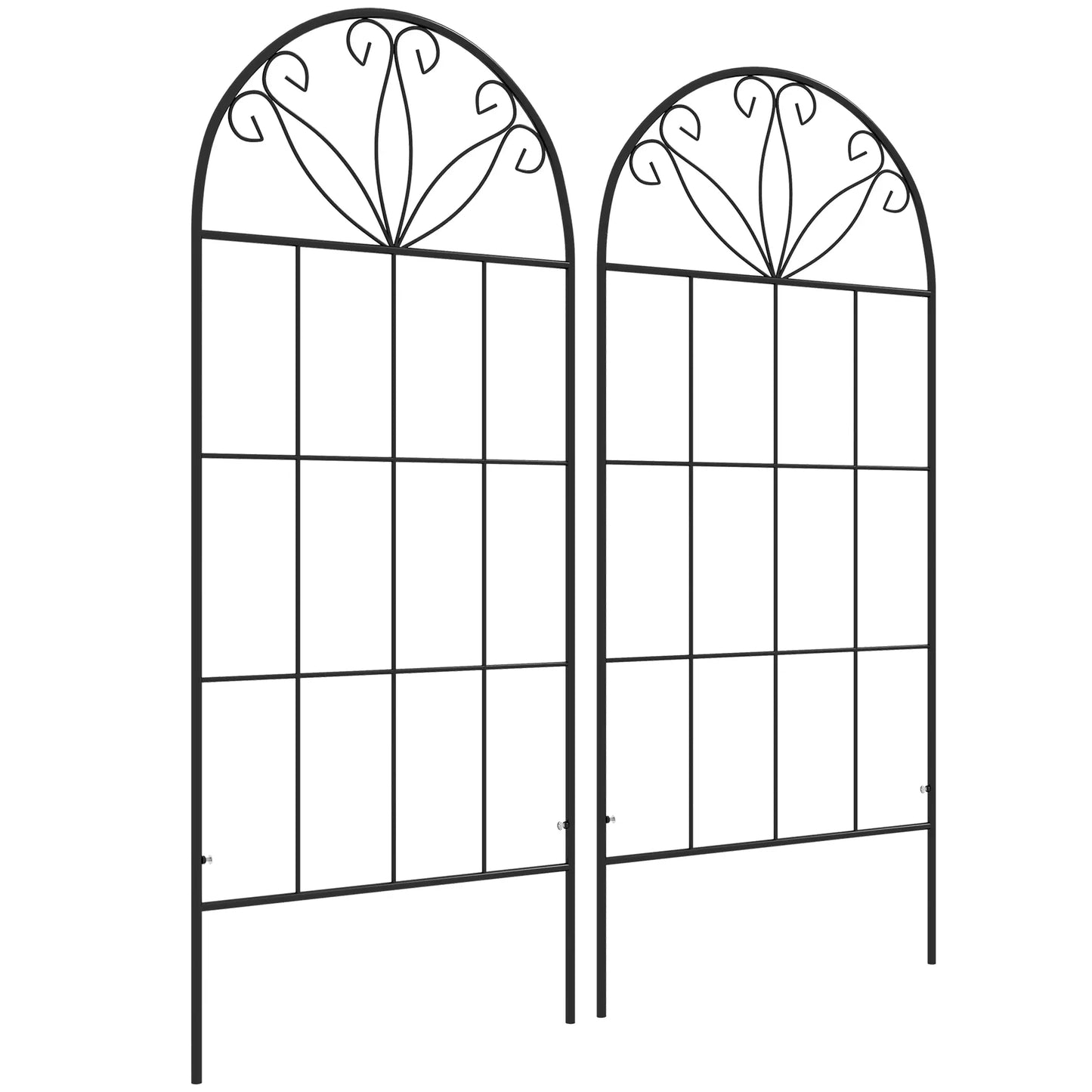 Metal Garden Trellis, Pack of 2, Arched Grid, 20" x 47", Black Plant Stands at Gallery Canada