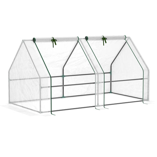 6' x 3' x 3' Portable Tunnel Greenhouse Outdoor Garden Mini with Large Zipper Doors &; Water/UV PE Cover White