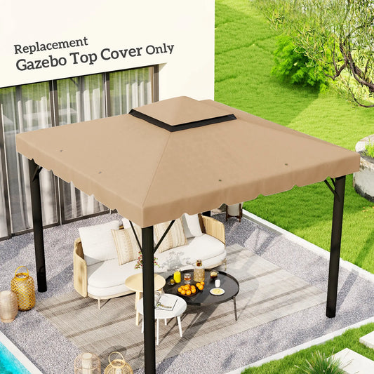 10' x 10' Replacement Canopy, Gazebo Top Cover, Double Vented Roof, Khaki Gazebos Khaki at Gallery Canada