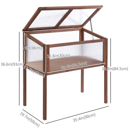 35" x 20" x 36" Wooden Cold Frame Greenhouse, Garden Portable Raised Planter for Outdoor Indoor Use, Brown at Gallery Canada