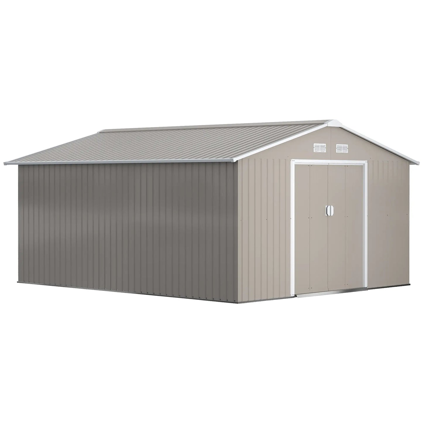 11' x 13' Garden Storage Shed, Double Sliding Door, 4 Vents, Light Grey Sheds at Gallery Canada
