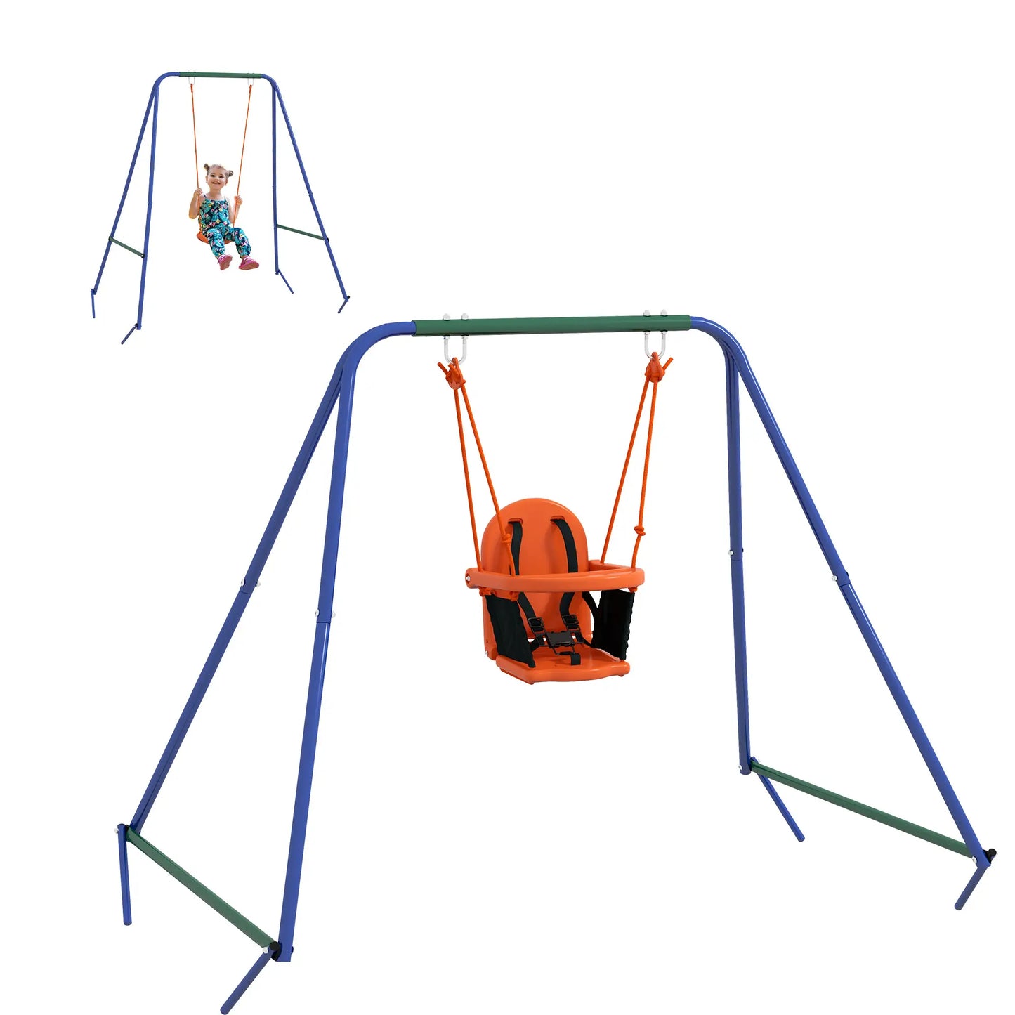 Kid Swing Set with Safety Harness, 6 Months+, Heavy Duty, Indoor/Outdoor, Orange Gym Sets & Swings at Gallery Canada