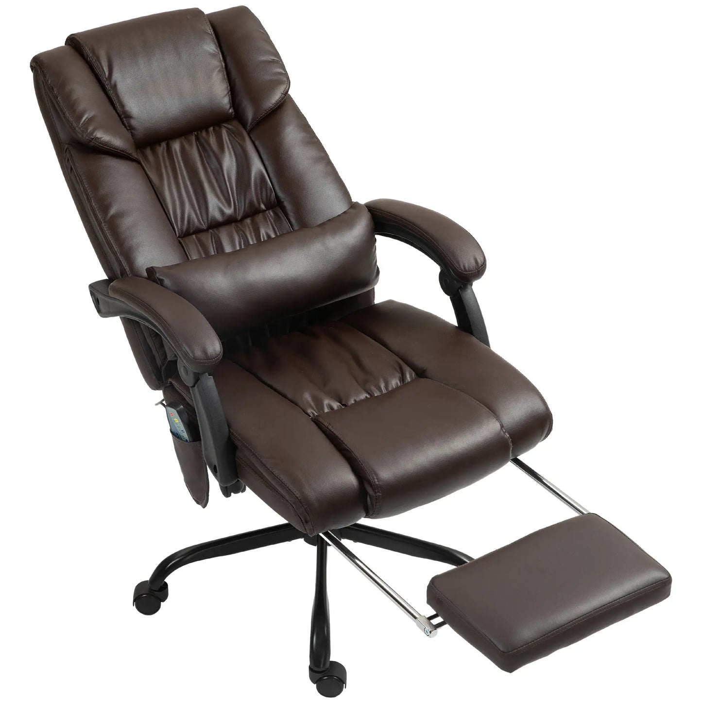 6-Point Vibration Massage Chair, Height Adjustable, Reclining, Brown Executive & Manager Chairs at Gallery Canada