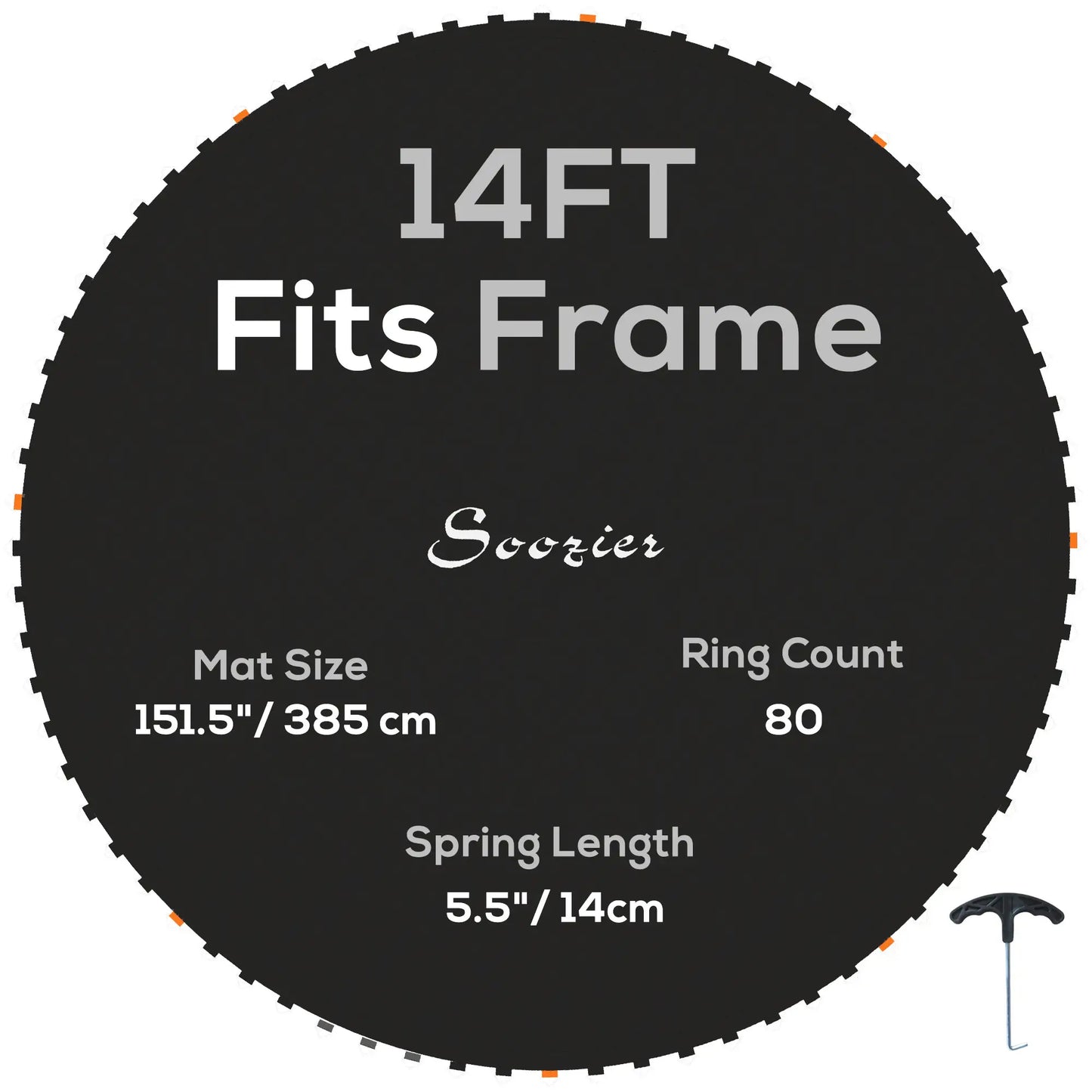 Trampoline Replacement Mat, Fits 14', 80 V-Hooks, 5.5" Springs, Black Trampolines at Gallery Canada