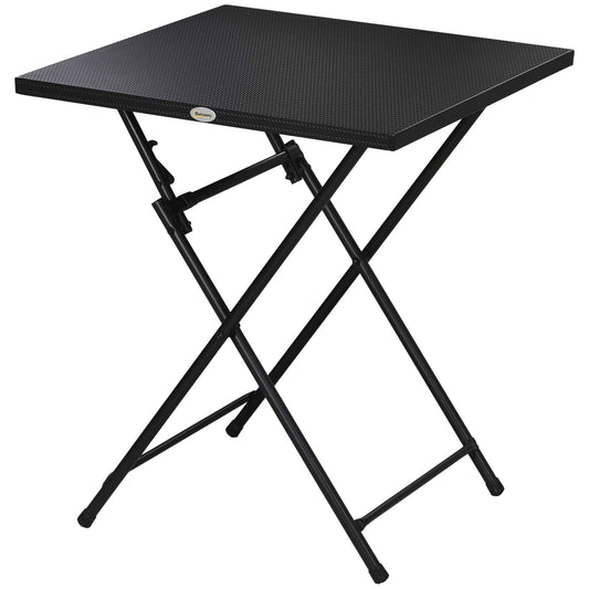 Folding Coffee Table, Folding Patio Table, Square Small Side Table with Metal Plate Top, 23.6" x 23.6", Black - Gallery Canada