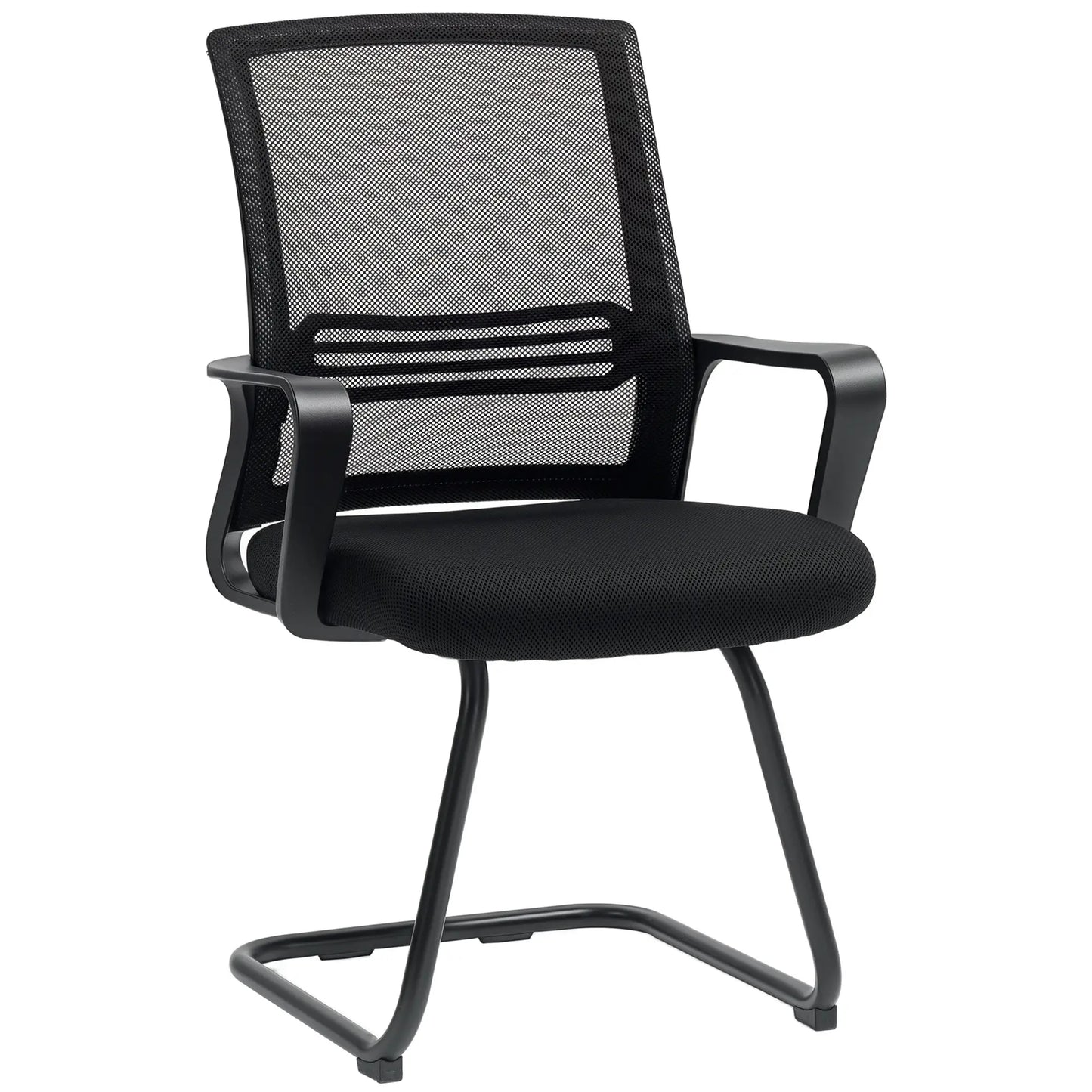 Ergonomic Desk Chair No Wheels, Padded Mesh Office Chair, Black Task Chairs at Gallery Canada