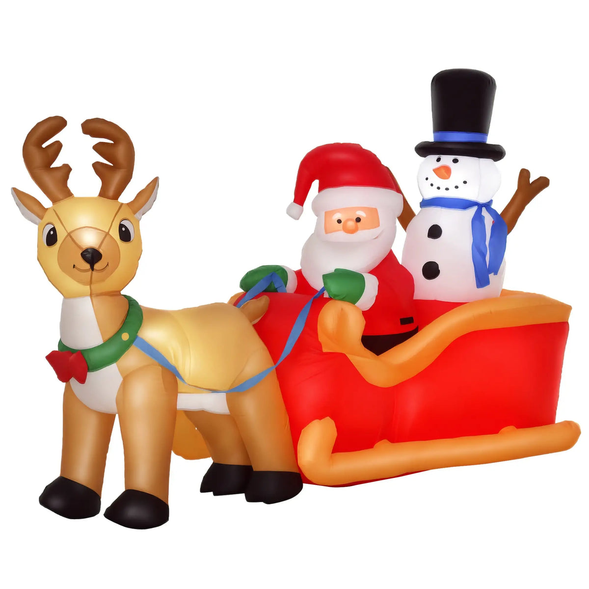 6.5 ft Inflatable Santa Claus, Snowman on Sleigh with Reindeer, LED Lights Christmas Inflatables at Gallery Canada