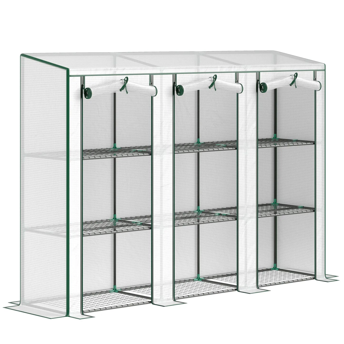 Lean-To Greenhouse, 3 Tier Shelves, 3 Roll-Up Doors, White Greenhouses at Gallery Canada