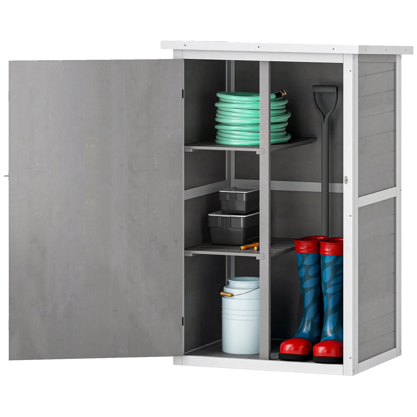 29.9x21.7x45.3 Inch Garden Storage Shed, Asphalt Roof, Shelves, Grey Sheds at Gallery Canada