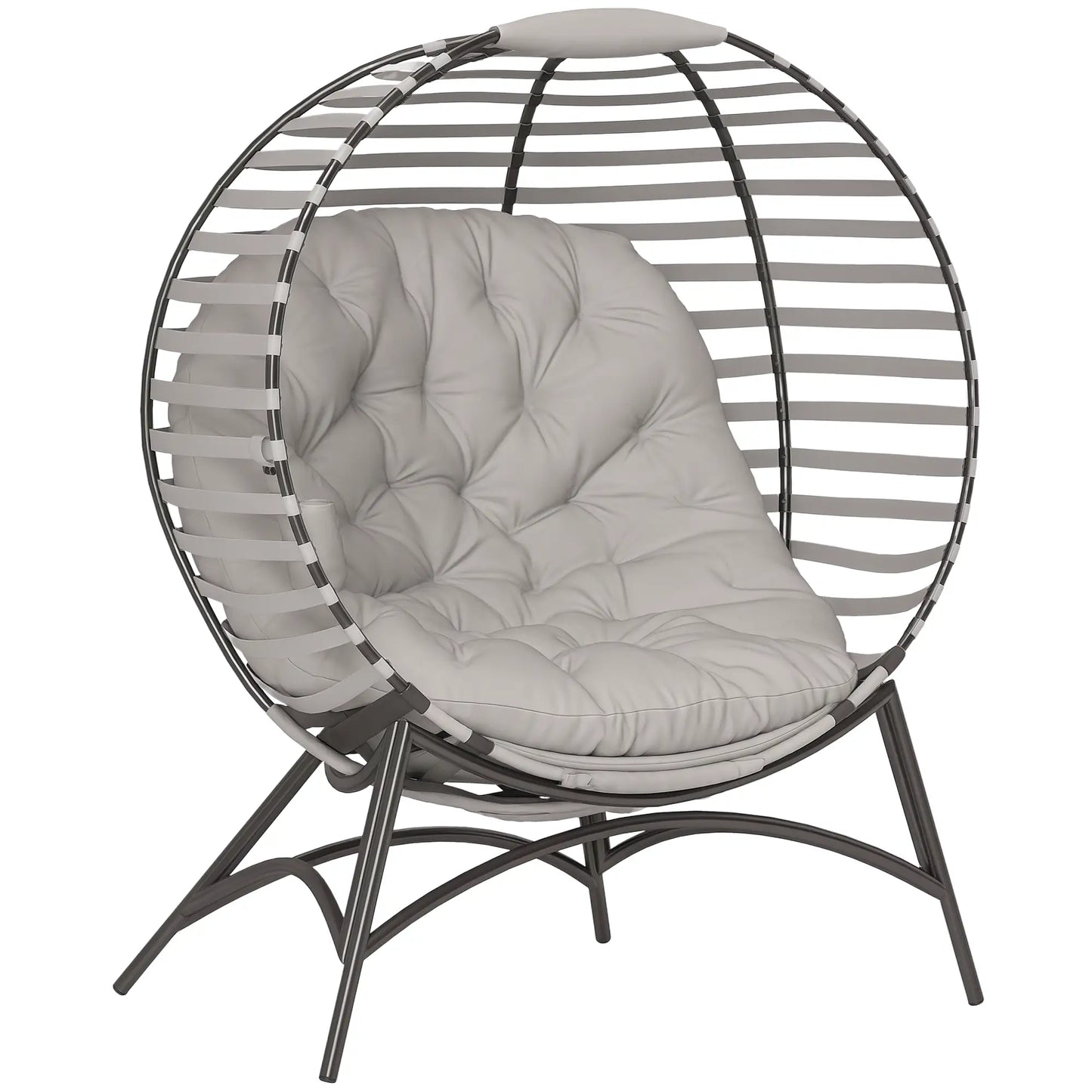 Egg Patio Lounge Chair, Foldable, with Cushion & Pocket, Light Grey, Light Grey Patio Chairs at Gallery Canada