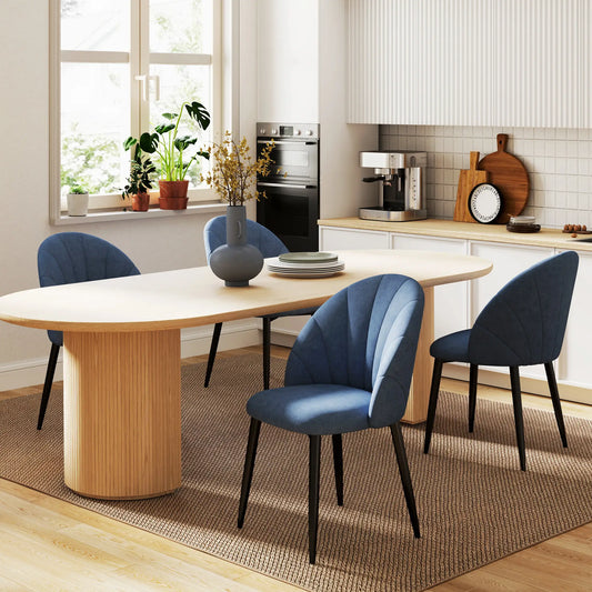 Modern Dining Chairs Set of 4, Upholstered, Metal Legs, Blue Dining Chairs Blue, Black at Gallery Canada