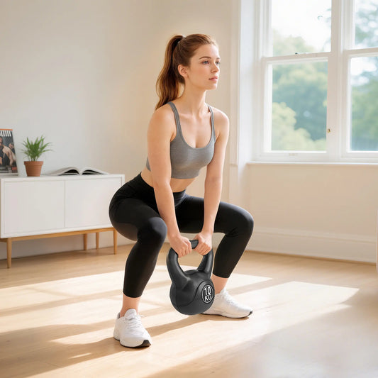 Kettlebell de fitness de 22lb, poids d'exercice en plastique, rempli de sable, réduction du bruit