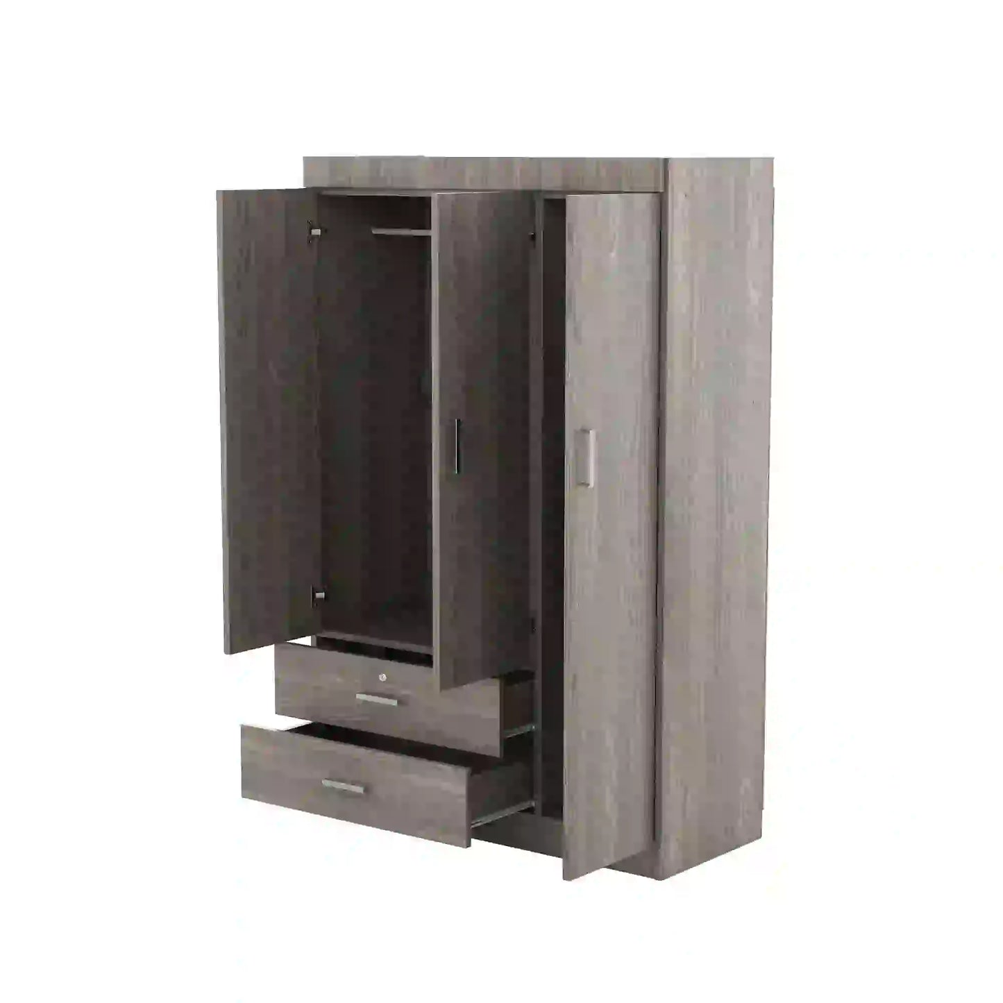 Modern Wardrobe, 2 Drawers, MDF, Hanging Rail, 41.5" L x 18.5" W x 68" H, Grey Clothing Storage at Gallery Canada