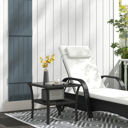 20" Patio Wicker Coffee Table, Outdoor PE Rattan Side Table, Black Patio Side Tables Black at Gallery Canada