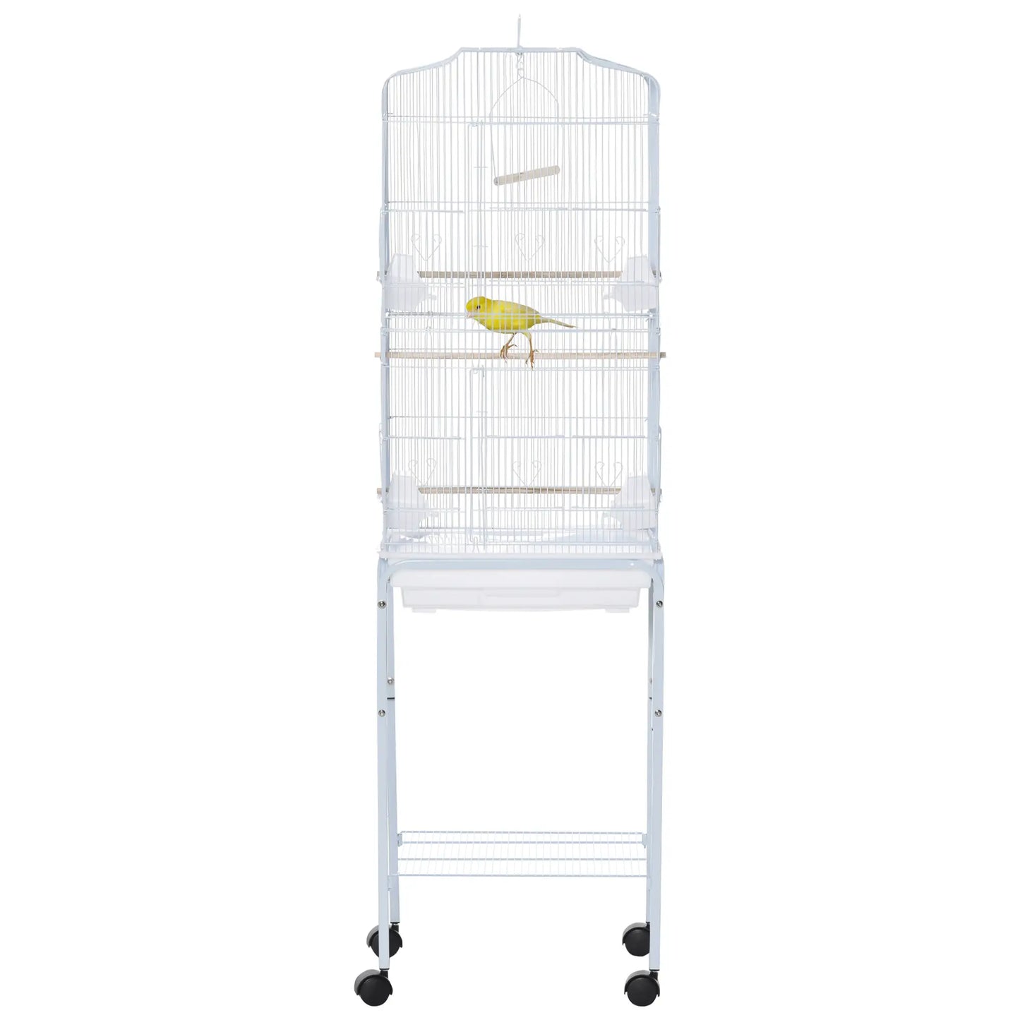 62" Rolling Bird Cage, Cockatoo House, Play Top, Storage Shelf, Wheels, White Bird Cages at Gallery Canada